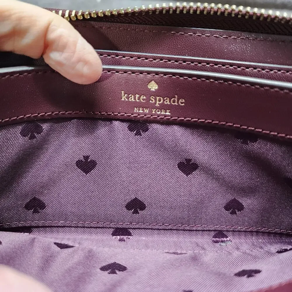 Kate Spade Matthews St. Nisha wine burgundy Wallet bow NWOT unused b50